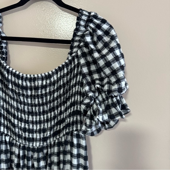 Princess Polly Adelio Mini Dress Puff Sleeve Black/White Gingham Size 10 - Picture 5 of 8